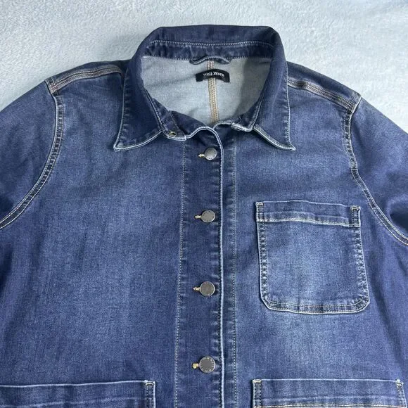 Well Worn Denim Button-Down Jean Barn-Chore Jacket in Dark Wash Size M - Picture 3 of 14